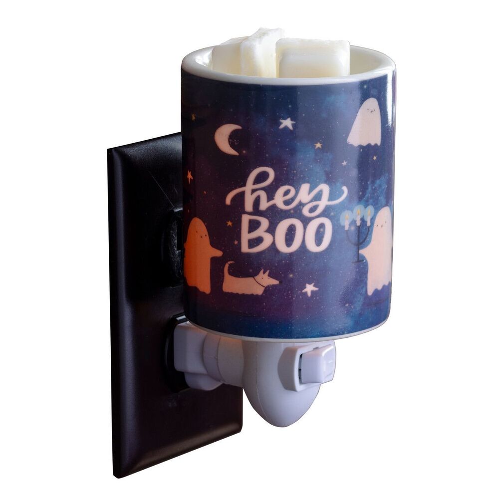 Ceramic Pluggable Fragrance "Hey Boo" Wax Warmer Electric Plug-In Halloween